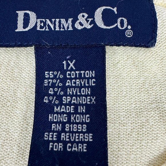 Denim & Co. Women's Yellow Button-Down Cardigan Sweater 1X - Picture 4 of 5